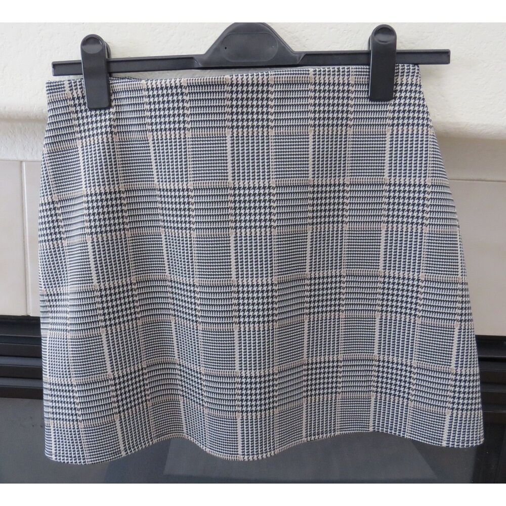 H&M Ladies Houndstooth Formal Above the Knee Skirt Black/gray L (read) EUC - Picture 3 of 6